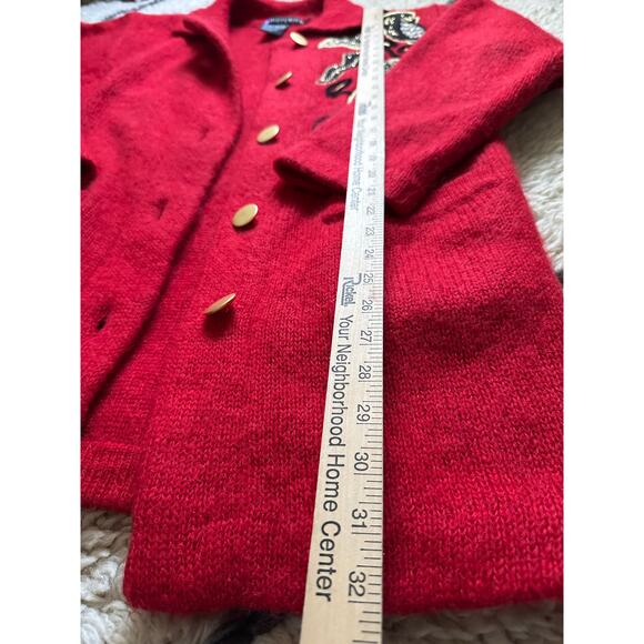 Vintage mohair cardigan sweater coat jacket red Y2K I.B. Diffusion Applique Sz S - Picture 16 of 16